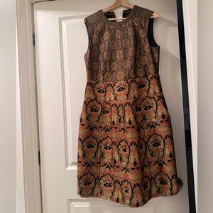 Etro Brown and Gold Short Sleeve Dress